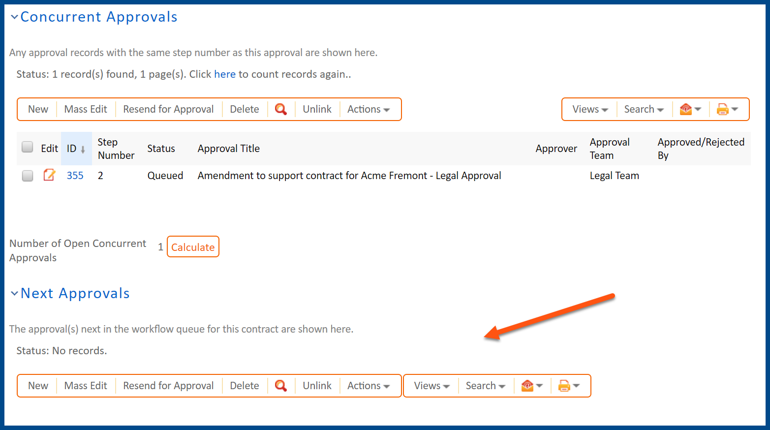 Concurrent and Next Approval sections