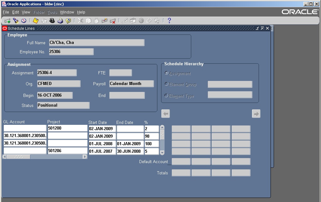 Monthly paid Labor Schedule screen