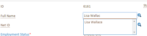 Full Name field with the Name List of Values