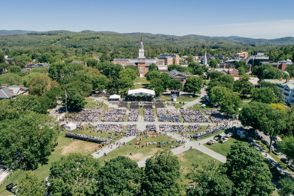 An aerial view of the Dartmouth Green