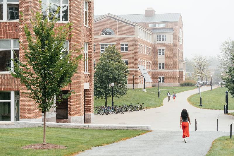 A foggy morning on campus.