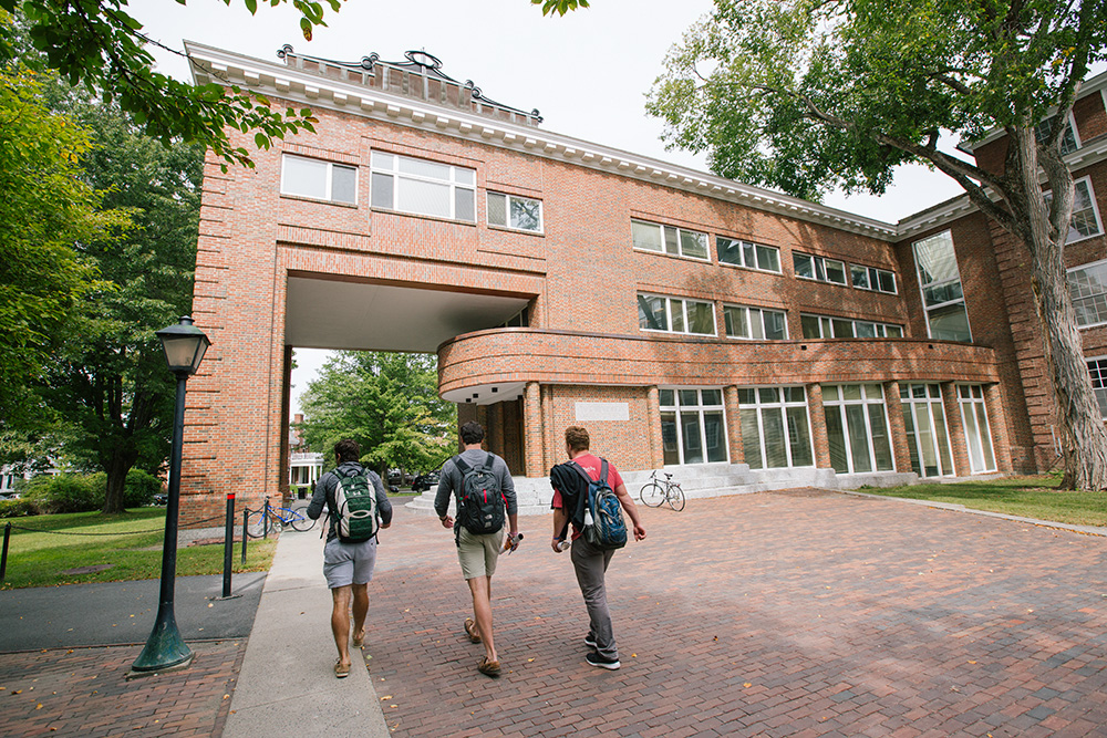 Students walk on campus.